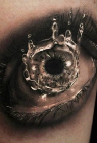 3D水花滴落入眼睛纹身图案