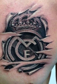 很酷的3D黑色足球俱乐部徽章纹身图案