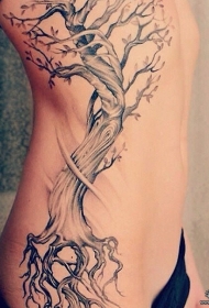 侧腰性感欧美树纹身图案