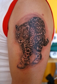 手臂可爱的豹子纹身图案