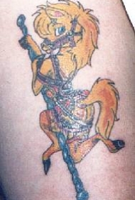 小马跳舞彩色卡通纹身图案