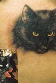 黑色猫头像纹身图案
