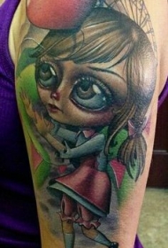 手臂令人印象深刻的3D女孩娃娃纹身图案