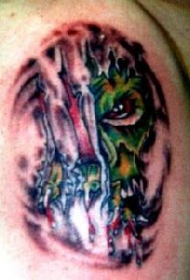 绿色的3D僵尸纹身图案