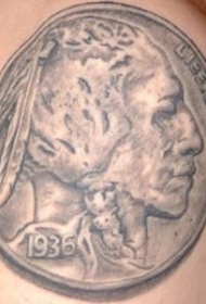 美洲印第安人硬币纹身图案