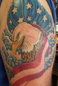 手臂邪恶的鹰裹着美国国旗纹身图案