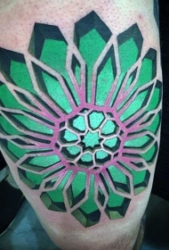 大腿3D写实的彩绘花卉形状纹身图案