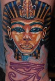 彩色的埃及法老和荷鲁斯之眼脚踝纹身图案