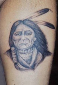 美国老印第安人酋长纹身图案