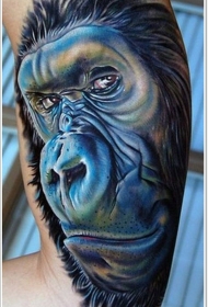 猩猩头像彩绘逼真手臂纹身图案