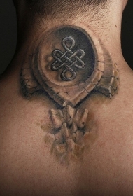 颈部3D风格凯尔特符号纹身图案