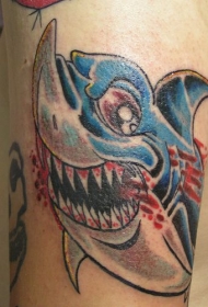 血腥的鲨鱼杀手彩色纹身图案