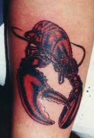 红色的龙虾写实纹身图案