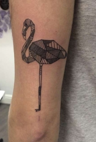 华丽的黑色线条火烈鸟手臂纹身图案