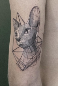 手臂3D风格彩色的几何猫纹身图案