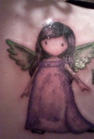 黑色十字架和可爱的小天使纹身图案