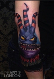 有趣的3D卡通彩色怪物手臂纹身图案