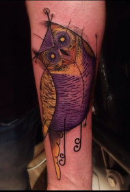 很酷的彩色幻想猫头鹰手臂纹身图案