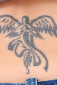 天使黑色线条个性纹身图案