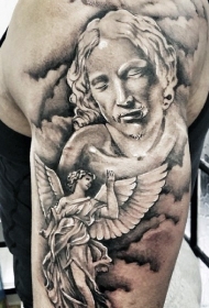 手臂3D的黑白大天使纹身图案