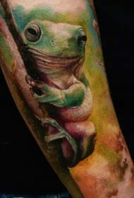 逼真可爱的青蛙彩色手臂纹身图案