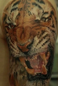 3D逼真的老虎头手臂纹身图案