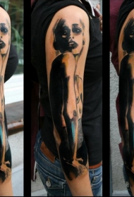 手臂抽象风格黑色的诱惑女人纹身图案