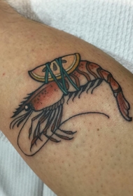 小腿彩绘柠檬虾纹身图案