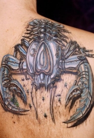 背部3D机械蝎子纹身图案