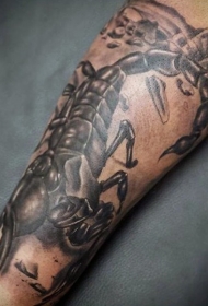 手臂写实黑色的蝎子个性纹身图案