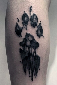 动物爪印黑色泼墨纹身图案