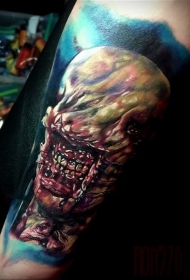 彩色恐怖风格血腥怪物手臂纹身图案
