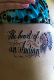 old school印度土著人像和字母纹身图案