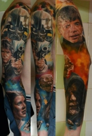 手臂星球大战人物肖像彩色3D纹身图案