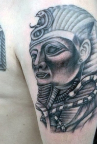 大臂3D风格黑白的埃及法老雕像纹身图案