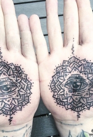 手掌梵花眼睛纹身图案