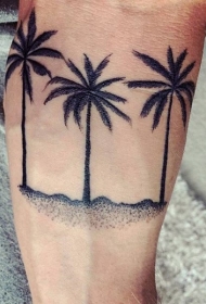 手臂简单设计的黑色棕榈树点刺纹身图案