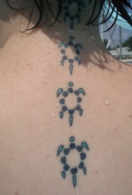 可爱的小乌龟小清新背部纹身图案
