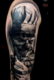手臂3D疯狂的邪恶小丑和刀纹身图案