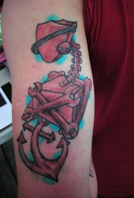 手臂机器人海盗与船锚纹身图案
