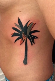 侧肋小棕榈树五彩纹身图案