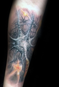 逼真的彩色神经元手臂纹身图案