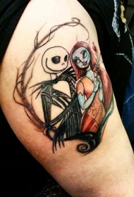 手臂美好的彩绘僵尸新娘纹身图案
