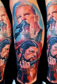 著名男歌手肖像彩色手臂纹身图案