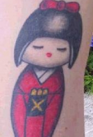 可爱亚洲女孩彩色纹身图案