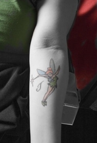 彩色小精灵手臂纹身图案