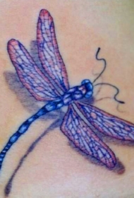 漂亮的3D紫色蜻蜓纹身图案