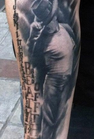 手臂纪念风格迈克尔杰克逊肖像纹身图案