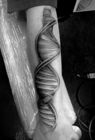 手臂DNA符号与数字黑灰纹身图案