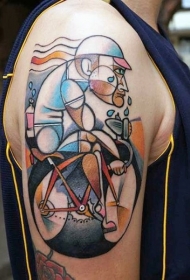 大臂有趣的彩绘男子自行车纹身图案
